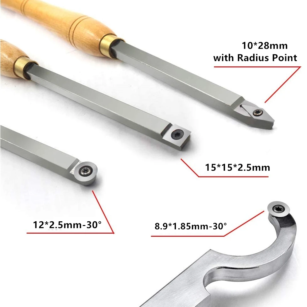 4 Pcs Carbide Tipped Wood Turning tools Lathe set Finisher/Rougher/Detailer/Hollower Swan Neck Hollower with Solid Handle | Инструменты