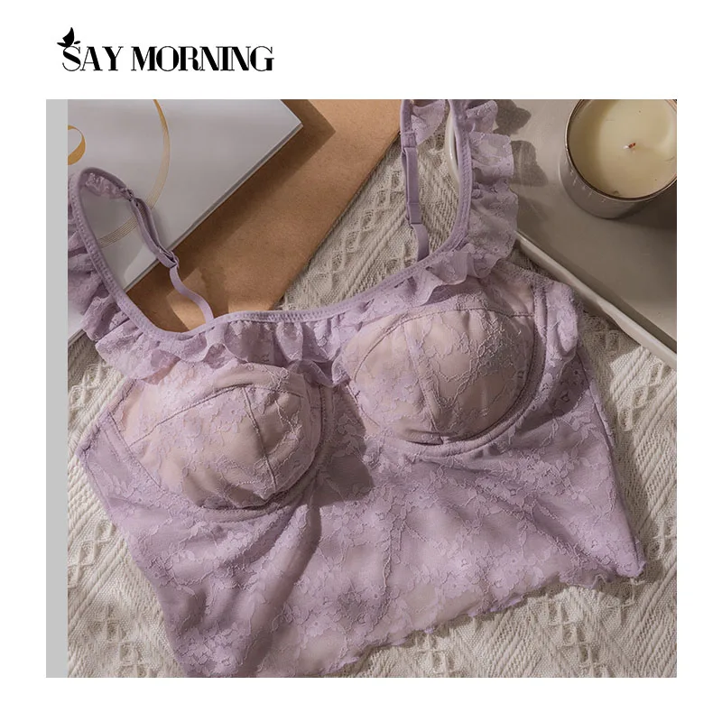 Женский кружевной бюстгальтер с оборками SAY MORNING тонкий Бралетт из мягкой стали