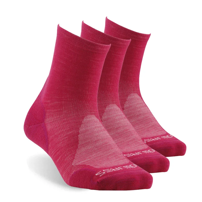 3 pair red Носки для пеших прогулок, ZEALWOOD унисекс, мериносовая шерсть, спортивные носки на открытом воздухе, подушки, футбольные носки - Цвет: 3 pair red