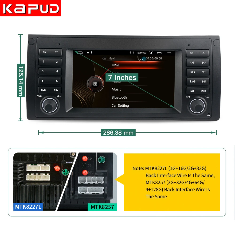 Автомобильный мультимедийный плеер Kapud Android 10 0 7 дюймов для BMW E39 E53 M5 1995-2003 радио