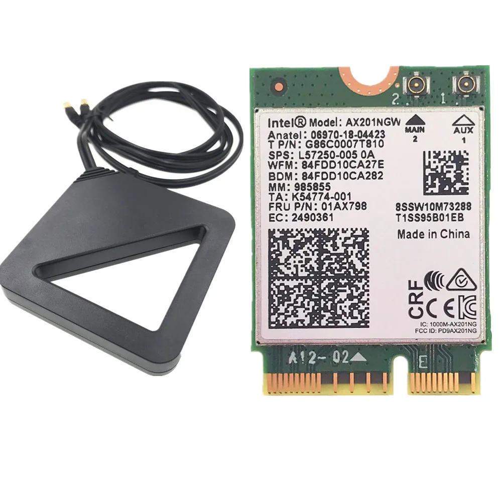 External antenna Intel Wi-Fi 6 AX201 Bluetooth 5,0 Двухдиапазонная 2,4G/5G беспроводная NGFF CNVi Wifi карта AX201NGW 2,4 Ghz/5 Ghz 802.11ac/ax - Цвет: External antenna