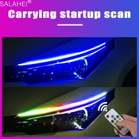 2 pcs car sequential flowing rgb daytime running light waterproof drl multicolor led light strip modified turn signal lights