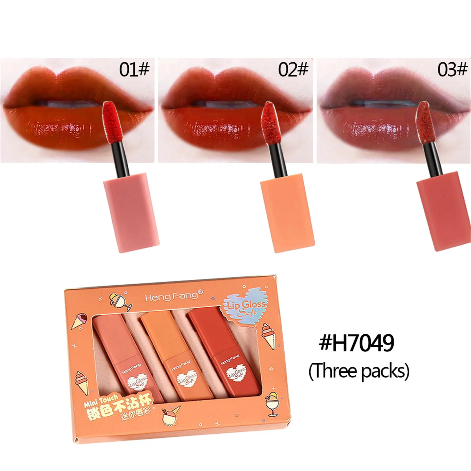 3 шт. набор стойких помад в стиле ретро паста цветной Блеск для губ водостойкая