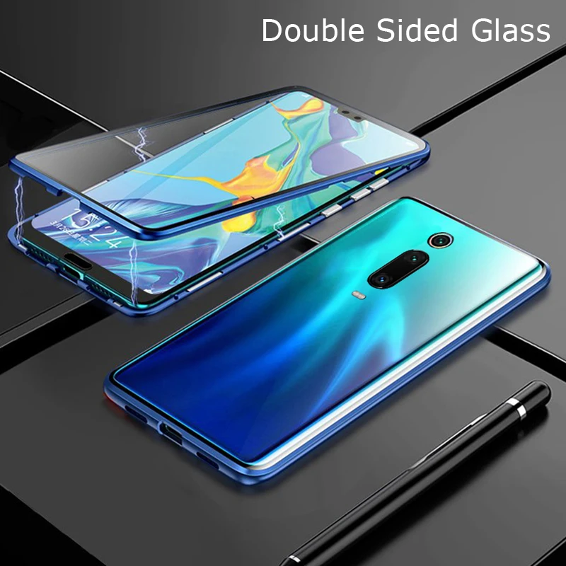 Двухстороннее защитное стекло с магнитной абсорбцией 360 для Xiaomi mi 9T 9TPro чехол для телефона полное покрытие Xiao mi 9T mi 9T Pro mi 9TPro Fundas - Цвет: Blue
