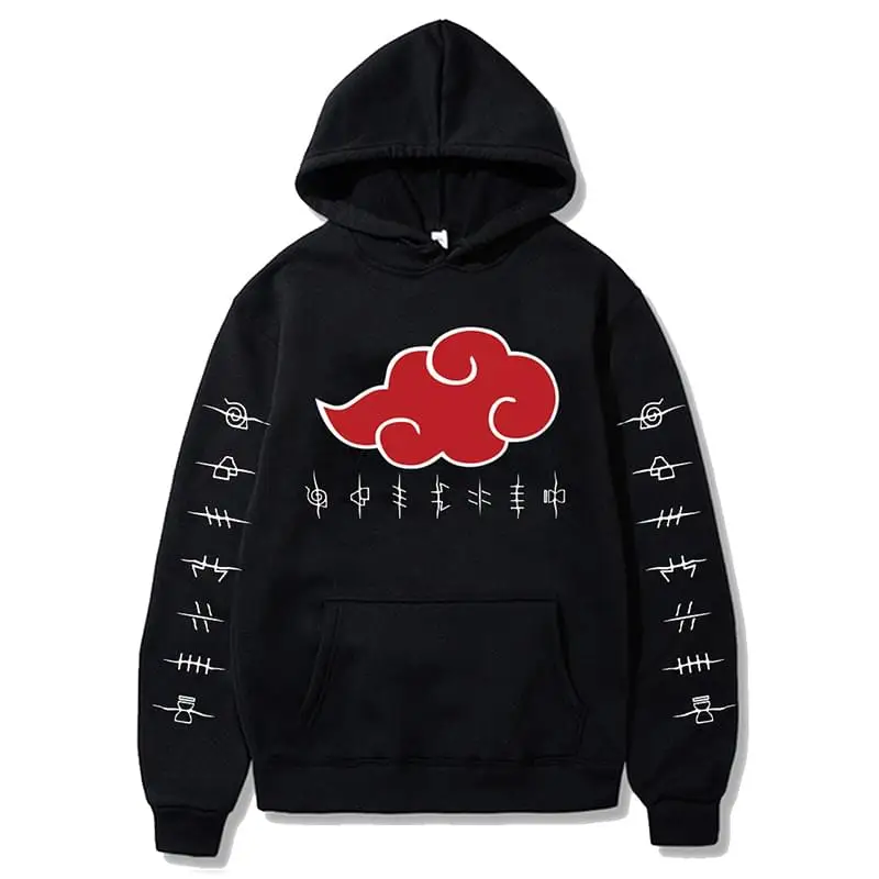 

Akatsuki Cloud Symbols Printed Hoodie Men and Women Japanese Anime Streetwear Pullover Oversized Harajuku Hoodie