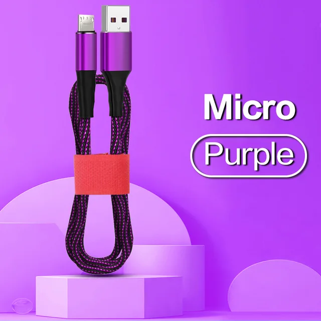 Кабель 5A type-C для samsung S7 Xiaomi Micro USB кабель для быстрой зарядки и передачи данных для huawei mate 30 usb type-C зарядное устройство для телефона - Цвет: Purple For Micro