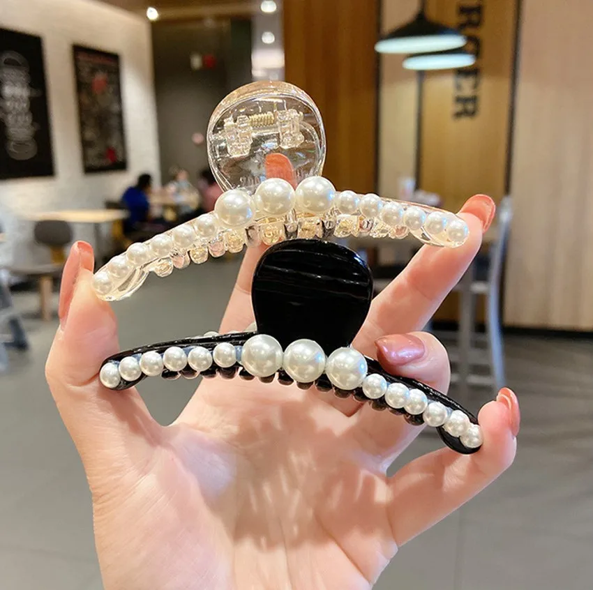 

Women's Pearl Hair claws Large size 9.5cm/11.5cm Hairpins Headdress Hair claw clips acesorios para el cabello for Women Girls