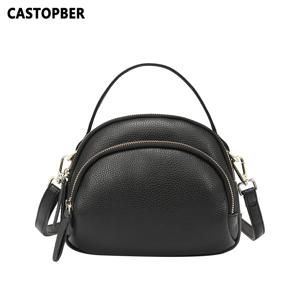 

Women Crossbody Bag With 3 Zippered Compartments Cowhide Genuine Leather Fashion Designer Ladies Handbags Small High Quality
