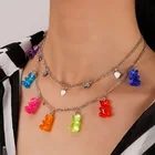 Ожерелье конфетного цвета мини-медведь для женщин, рождественские подарки, Новые Подвески со звездами, ожерелья, ювелирные изделия для женщин и девушек, ожерелье