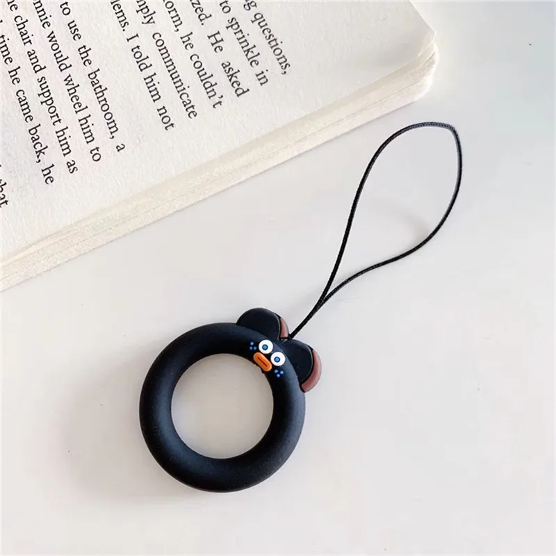 cute cartoon silicone lanyard for keys phones strap for iphone 7 plus 8 6 keycord lanyards finger rings mobile phone accessories free global shipping