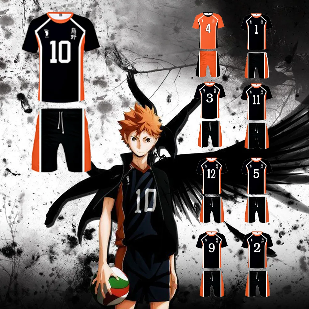 Аниме Haikyuu Cosplay Костюм Karasuno старшая школа Хината шоё комплект из двух частей топы