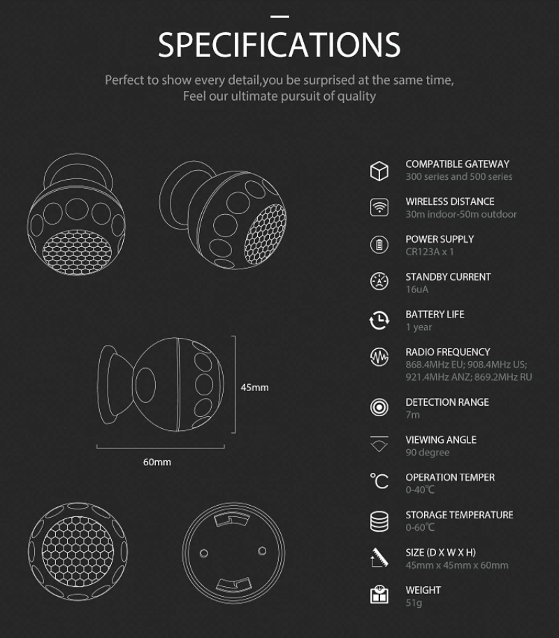 

2021 New Z-wave Plus PIR Motion Light Temperature Sensor Built-in Temperature Home Automation Z Wave Alarm System Motion Sensor