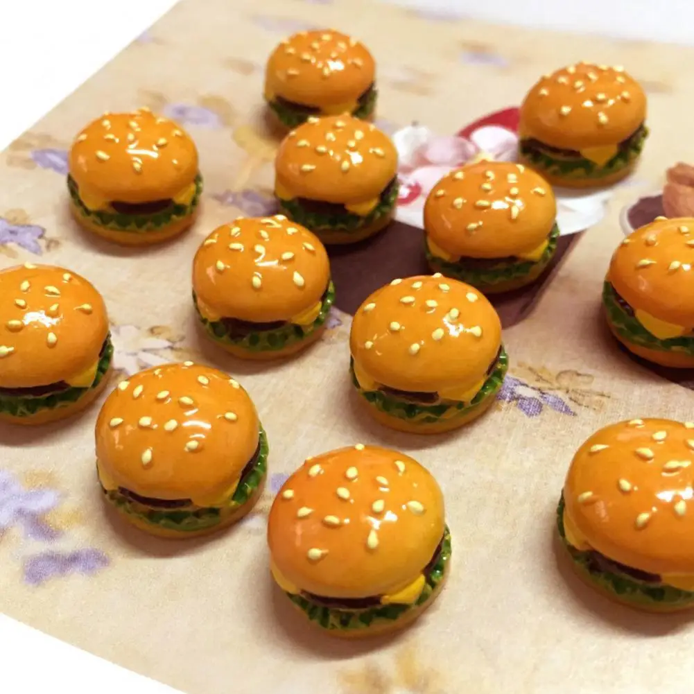 

5Pcs Mini Resin Simulation Hamburger Fake Food Accessory Doll House Play Toys