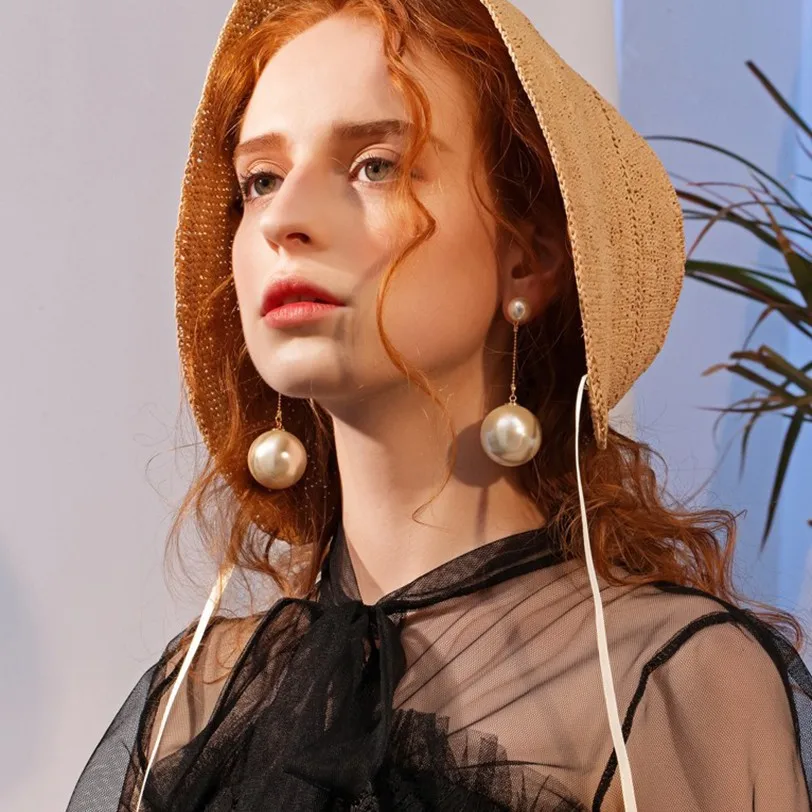 

2021 New Vintage Temperament Big Pearl Exaggerated Big Earrings Classic Fashionable Earrings Female Trend Jewery Accessoris