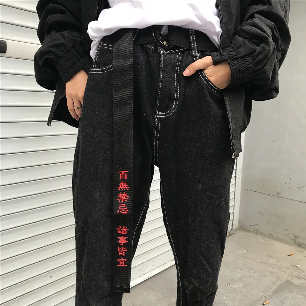 Корейский Японский Панк Забавный регулируемый ремень с буквенным принтом