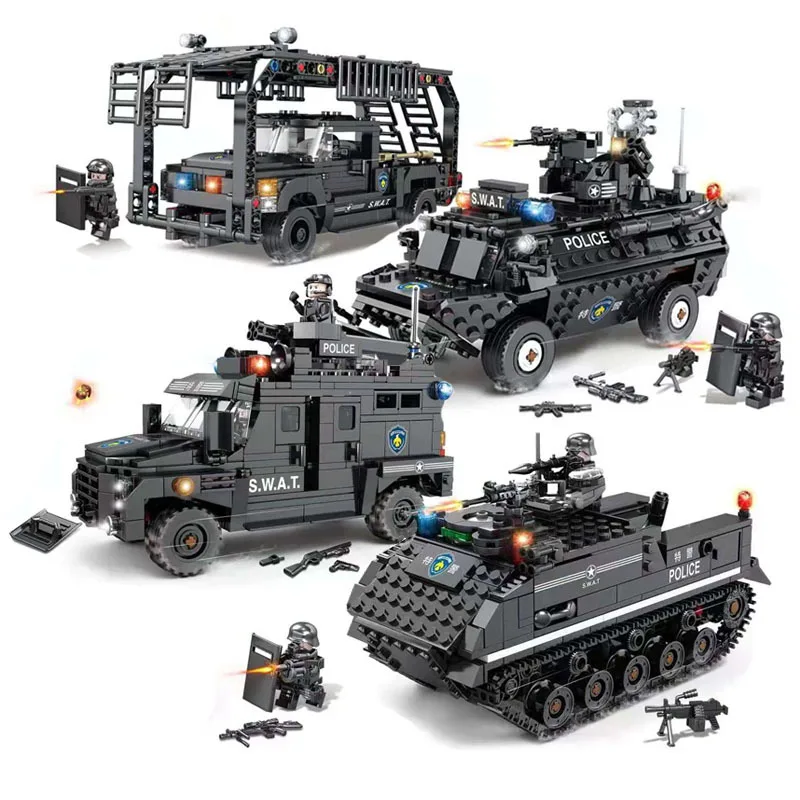 

City Police Series Educatinal Building Blocks Toys For Kids Boys DIY Birthday Gift 67280-67285 Swat Armored Vehicle Truck Models