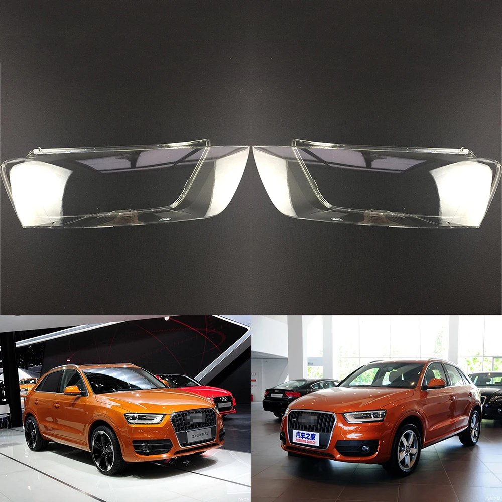 A Pair Для Audi Q3 2010 2011 2012 2013 налобный фонарь, крышка для автомобильных фар, сменный Прозрачный передний авто чехол - Цвет: A Pair