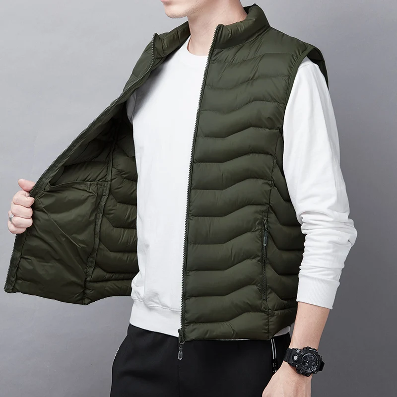 

2021 NEW Down Cotton Vest Boys' Light And Thin With Campshoulder Autumn And Winter Men'S Coat Korean Fashion Handsome Youth