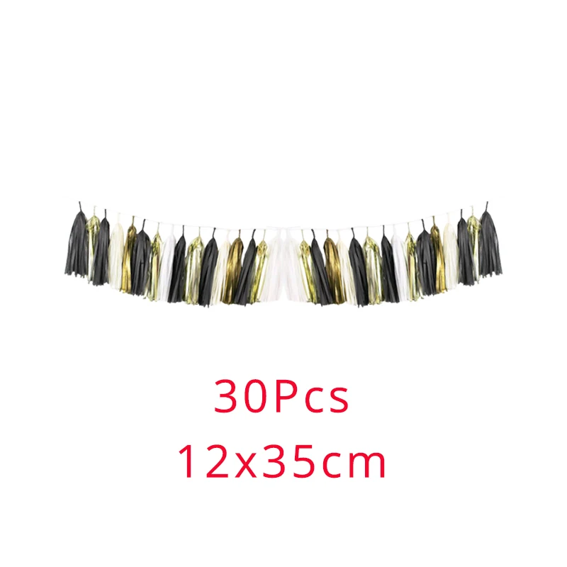 tissue tassels Cyuan 30th украшения для вечеринки в честь Дня рождения поставки 30 золотые воздушные шары сверкающие Висячие закрутки 30 лет одноразовый набор столовых приборов - Цвет: tissue tassels