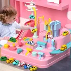 4 автомобиля Железнодорожный трек игрушки для детей Монтессори для мальчиков девочек рождественские подарки гоночные автомобили механические Приключения мозг настольная игра подарок