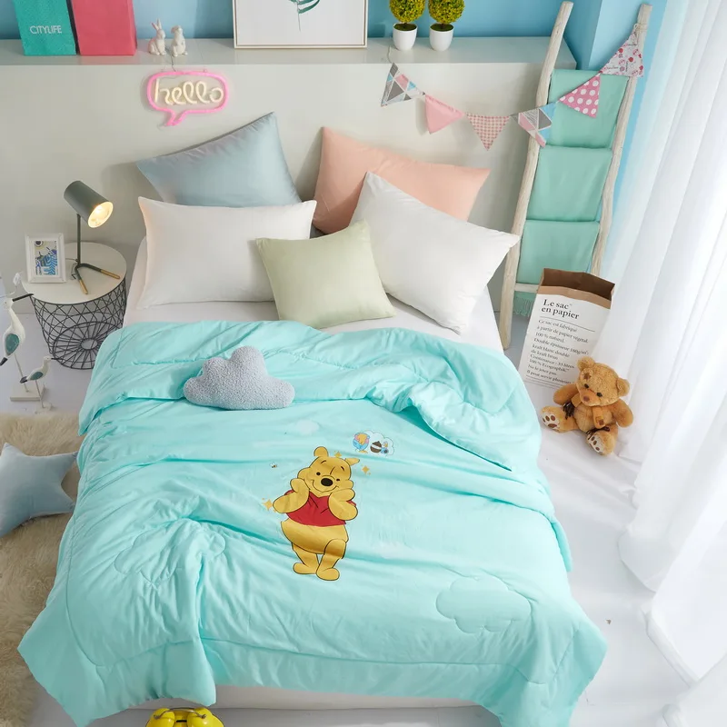 Свободное стильное летнее стеганое одеяло с изображением милого медведя Винни