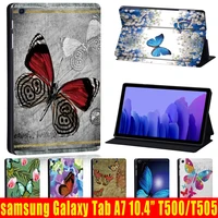 for samsung galaxy tab a7 10 4 inch 2020 t500t505 printed butterfly pu leather tablet protector stand folio cover free stylus