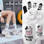 Мультяшные носки клубника молоко корова милые кавайные носки женские носки забавные полосатые носки с животным принтом