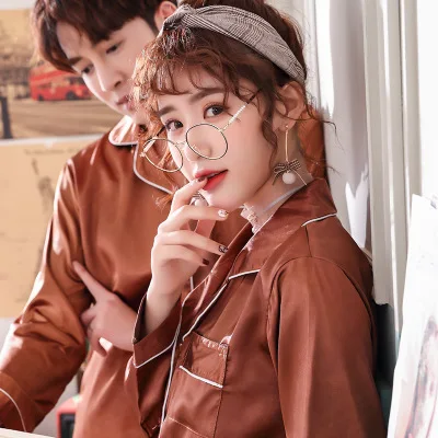 Комплект летней атласной пижамы для влюбленных повседневная одежда сна мягкий