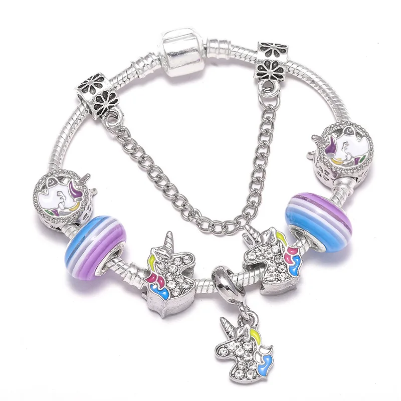 Boosbiy Dropshipping Cute Mickey Minnie Charm Bracelet For Women Kids With Silver Snake Chain Brand Bracelet Christmas Jewelry