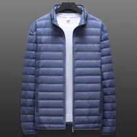 2021 winter new stand collar mens ultra light down jacket big size 7xl 8xl padded 90 white duck down warm coats zip pockets