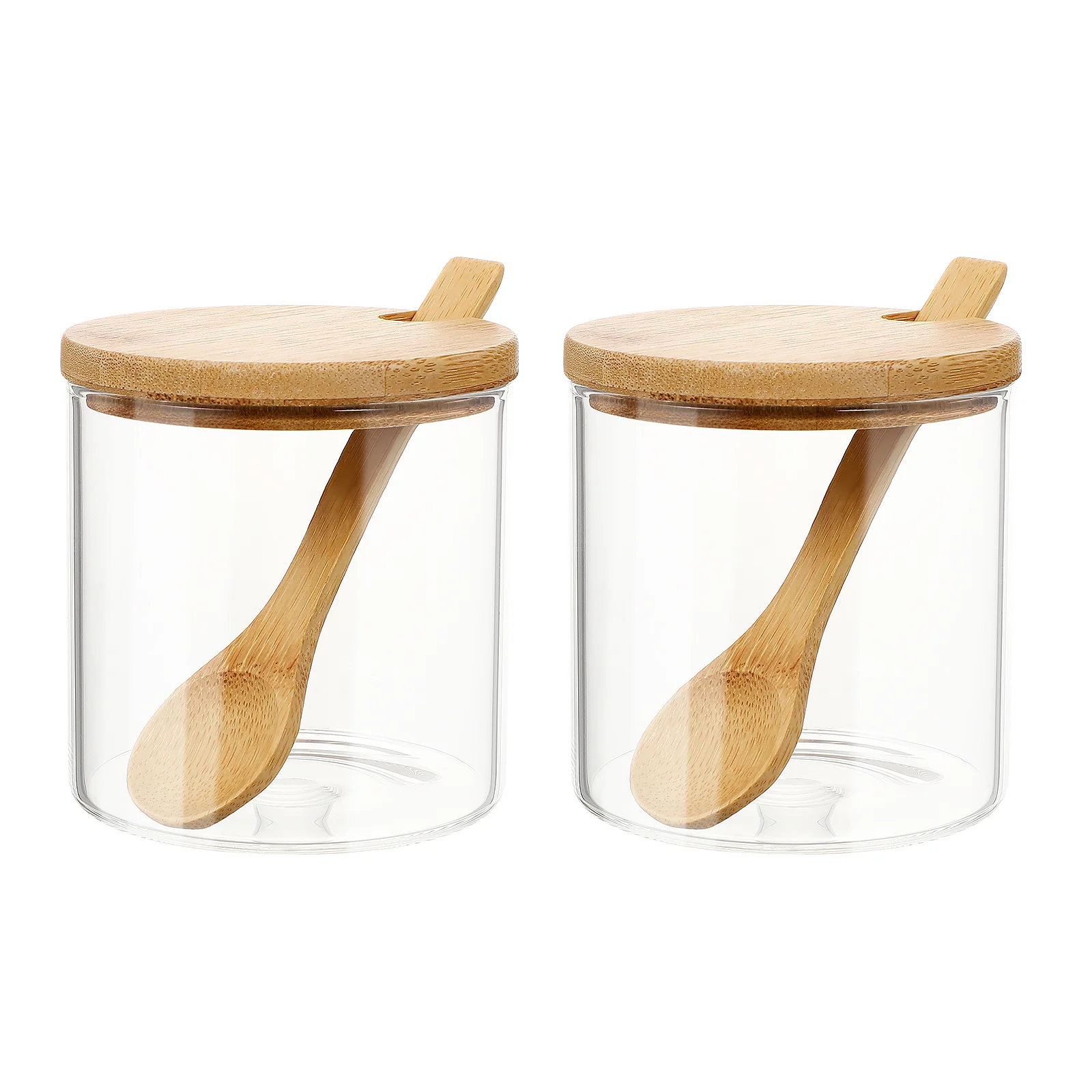 

UPKOCH 2pcs Kitchen Seasoning Jars Glass Spice Container Condiment Canister with Bamboo Spoon and Lid
