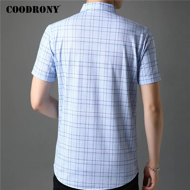 COODRONY Мужская рубашка с коротким рукавом модная классическая в клетку для весны и
