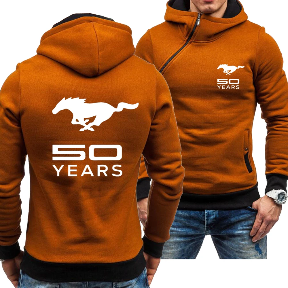 

spring autumn Men's new Mustang casual fashion Sweatshirt hooded cardigan jacket HipHop Harajuku Male Clothing