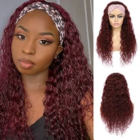 headband wig human hair wig water wave hair colored 99j maroon red long brazilian hair wigs for black women non remy ijoy