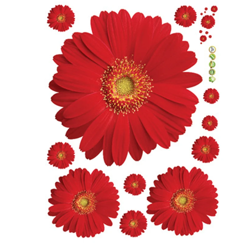 Цветы наклейки на стену рукоделие Съемный ПВХ Желтый Красный Розовый для декора