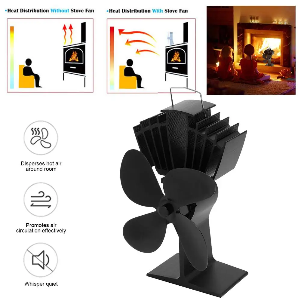 

Without Electricity The Heating Fireplace In Winter Heat-powered Two-page Fan Cast Iron Environmental Protection