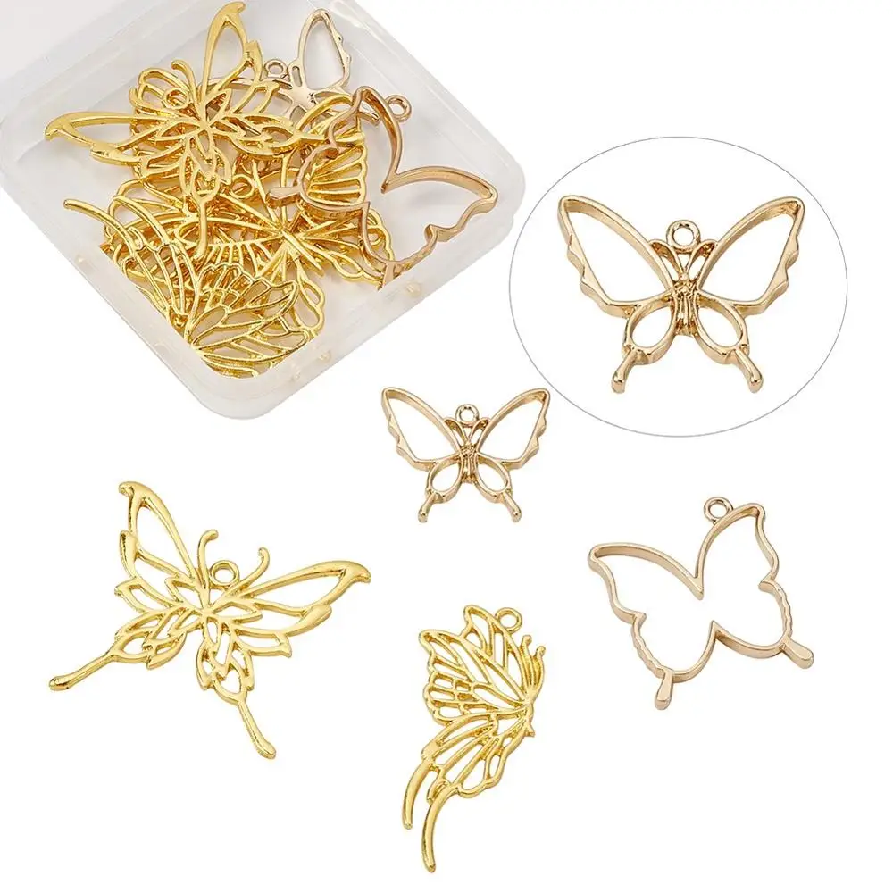 10 шт./компл. из золотого сплава с открытой спиной ободок Бабочка Подвески для DIY УФ