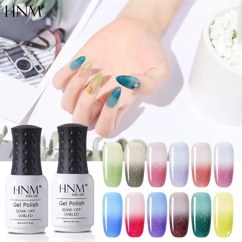 Неоновый Гель лак для ногтей HNM 8 мл меняющий цвет отмачиваемый УФ светодиодный