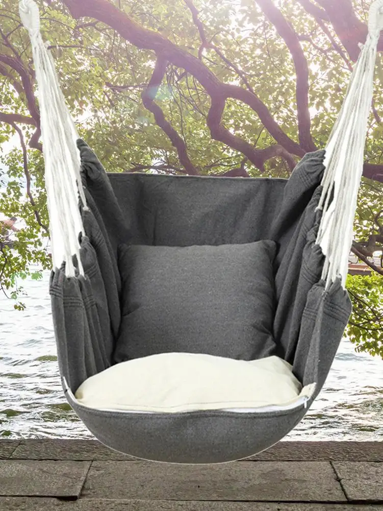 値段 屋外ガーデンハンモック吊椅子 2020 スイングシートクッション枕屋内屋外のホームガーデンチェア