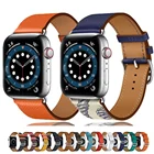 Кожаный ремешок для Apple Watch Band 44 мм 40 мм 38 мм 42 мм iWatch One Tour, браслет для часов Correa Apple Watch Series 5 4 SE 6 7