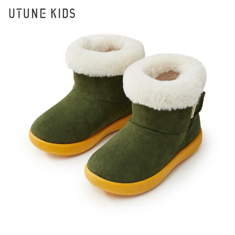 

UTUNE KIDS Winter Children Slippers Hook-loop Snow Boots For Infant Anti-slip Outside Shoes For Kids Easy Wear Outside Boots