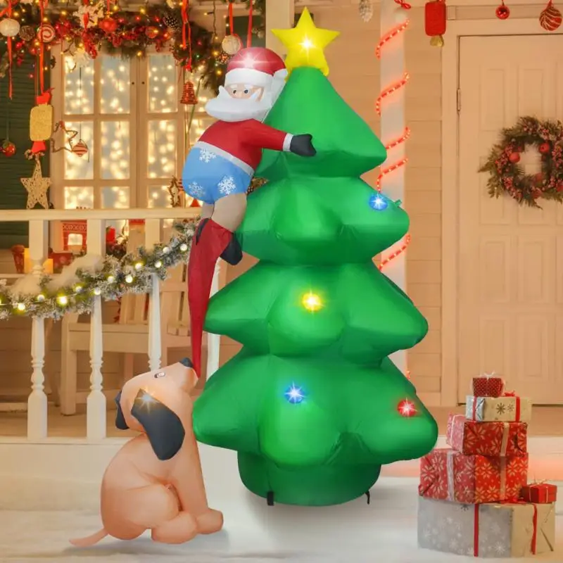 

Inflatable Christmas Tree 1.8 M Light Inflatable Dog Bite Christmas Tree Old Man Climbing Tree Xmas Decor Christmas Gas Model