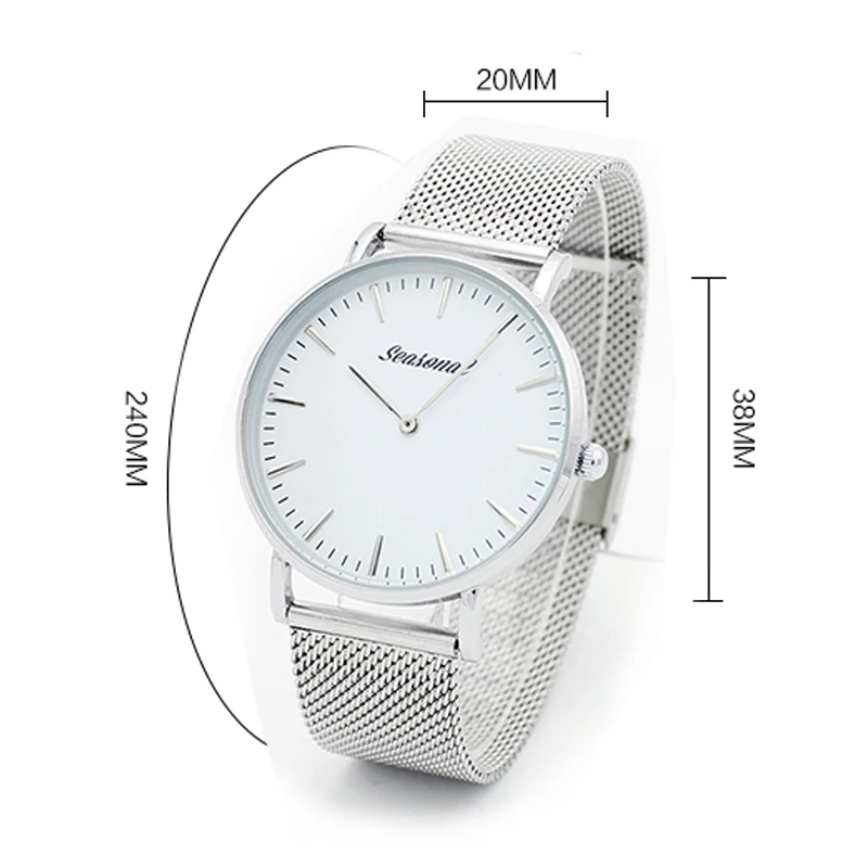 Простые кварцевые мужские часы из нержавеющей стали с сетчатым ремешком высокое