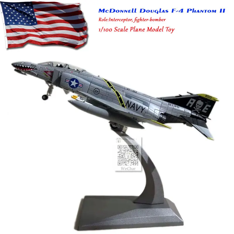 WLTK военная модель 1/100 весы F 4 Phantom II VF 84 веселый Роджерс боец литой металлический