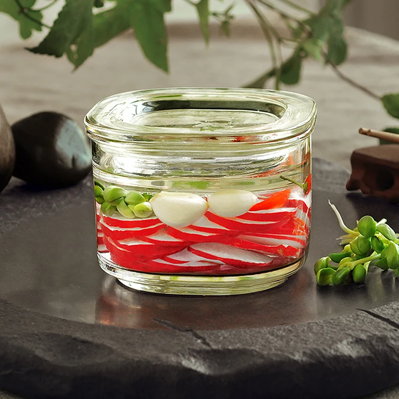Кухонный стеклянный контейнер для пищевых продуктов японский Kimchi Mason Jar бытовой утолщенный один ночной маркер банки