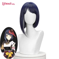 l email wig genshin impact kujyo sara cosplay wig 35cm blue wig with bangs cosplay wigs for women synthetic hair heat resistant