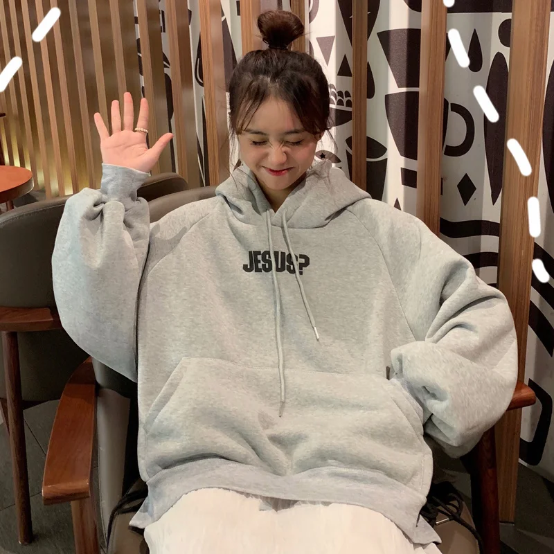 Свитер женский зимний стиль свободный Студенческая утепленная куртка с флисовой