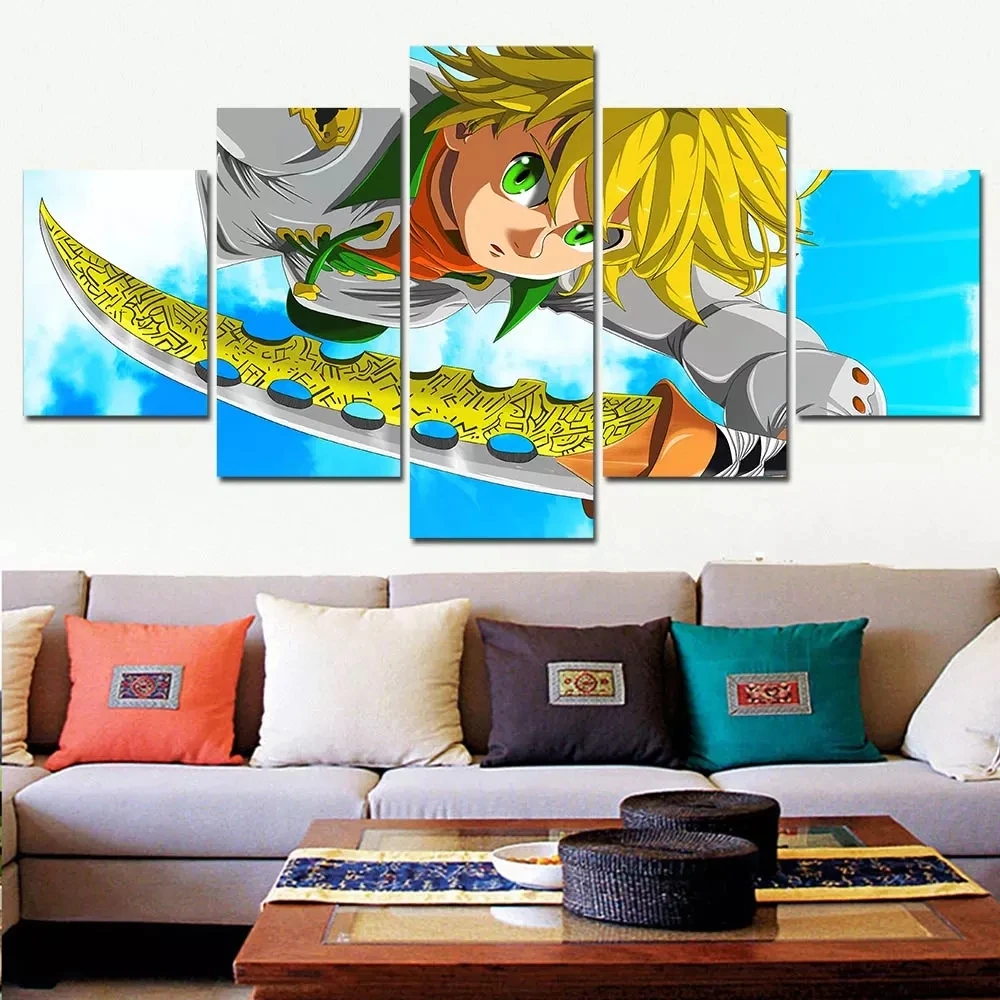 

Wall Art HD Printed Pictures 5 Piece Anime The Seven Deadly Sins Canvas Painting Home Decor Poster Living Room Modular Framed