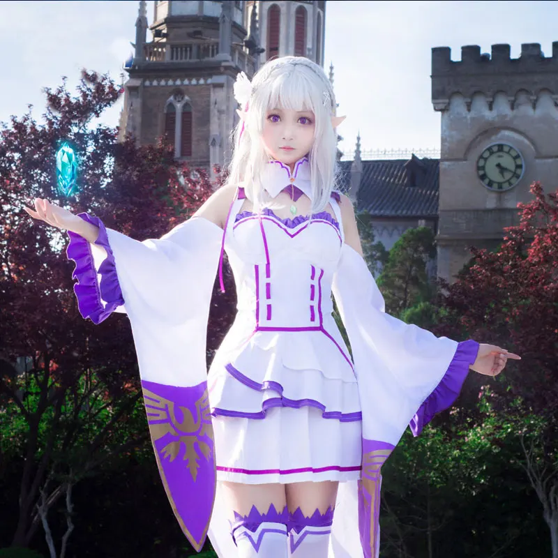 Парики для косплея DUOUPA Re Zero Kara Hajimeru Isekai Seikatsu Emilia женское платье с головным убором