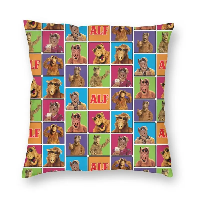 

Alien Life Form ALF Meme Collage Cushion Cover Sofa Living Room Sci Fi TV Show Square Throw Pillow Case 45x45cm Polyester